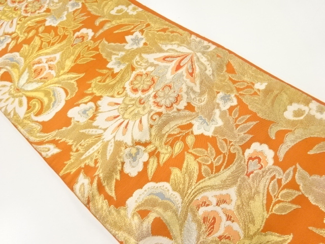 JAPANESE KIMONO / ANTIQUE FUKURO OBI / SILK / WOVEN CHINESE FLOWERS
